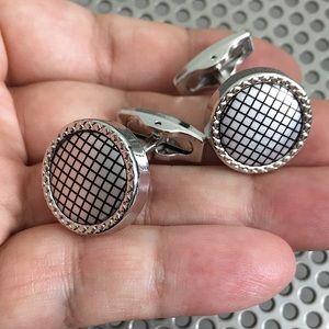 🖤NEW silvertone metal cufflinks